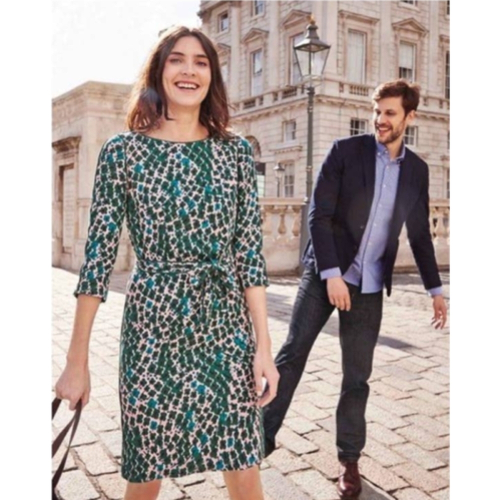 Boden | Kelly Floral Printed Jersey Tie Waist Dress Summer Romance Size …